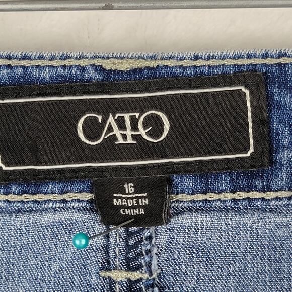 Western Denim Jean Skirt 16 Stretch Knee Length Bling Back Pockets Y2K Casual - Picture 6 of 9